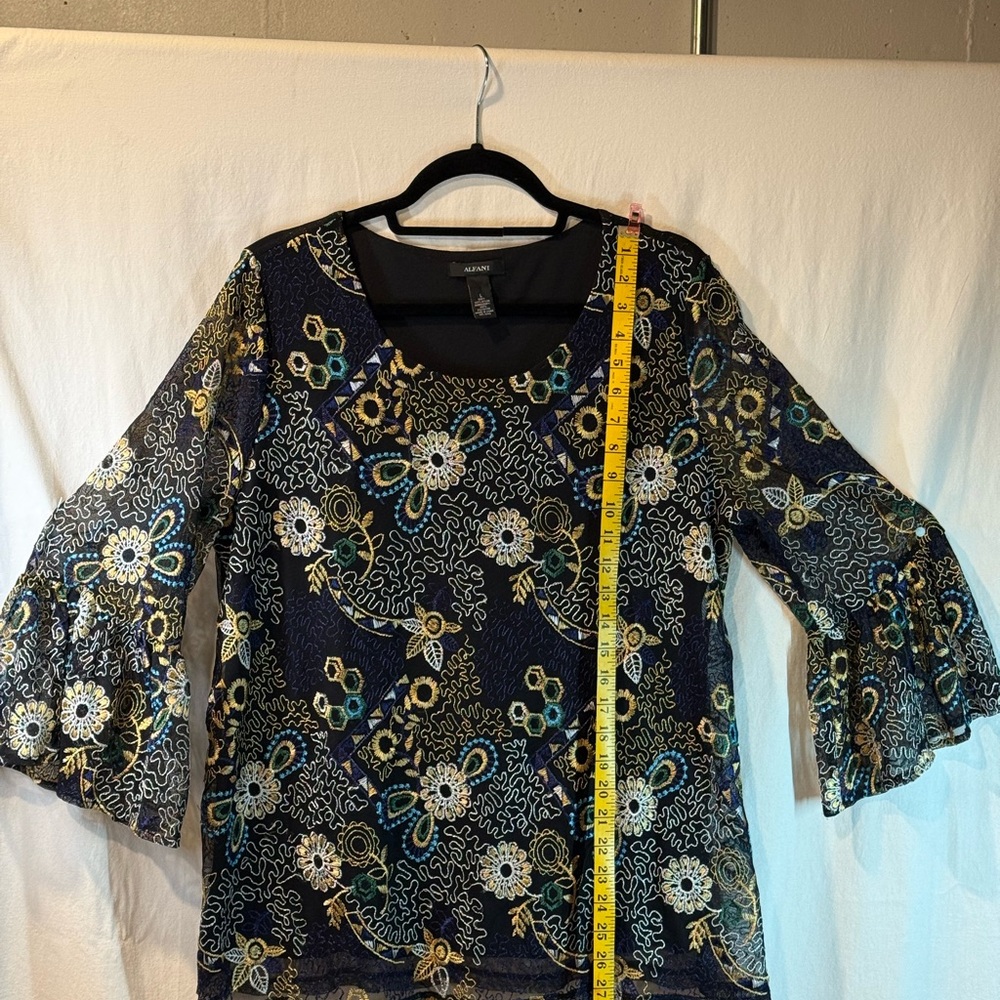 Alfani Black and Gold Floral Blouse